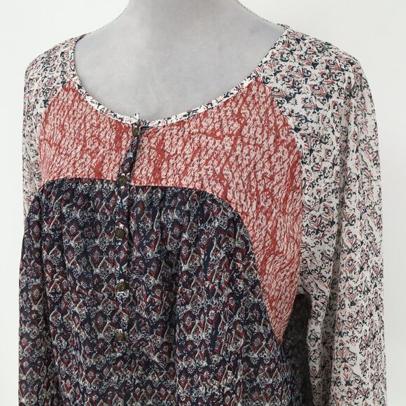 Lucky Brand Top Plus Size 2X Red Black White Sheer Chiffon Blouse Casual Career - Picture 12 of 16